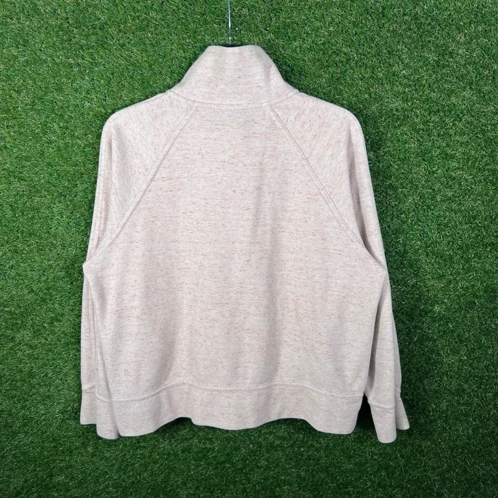 Nike Mens Quarter Zip Pullover Oatmeal Beige Heather Space Dye Sweatshirt Medium
